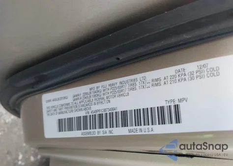 2008 Subaru Outback 2.5I/2.5I L.l. Bean Edition from USA, damaged, VIN 4S4BP61C887349941